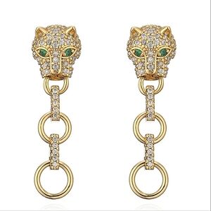 Leopard Gold Plated Zircon Drop Earrings